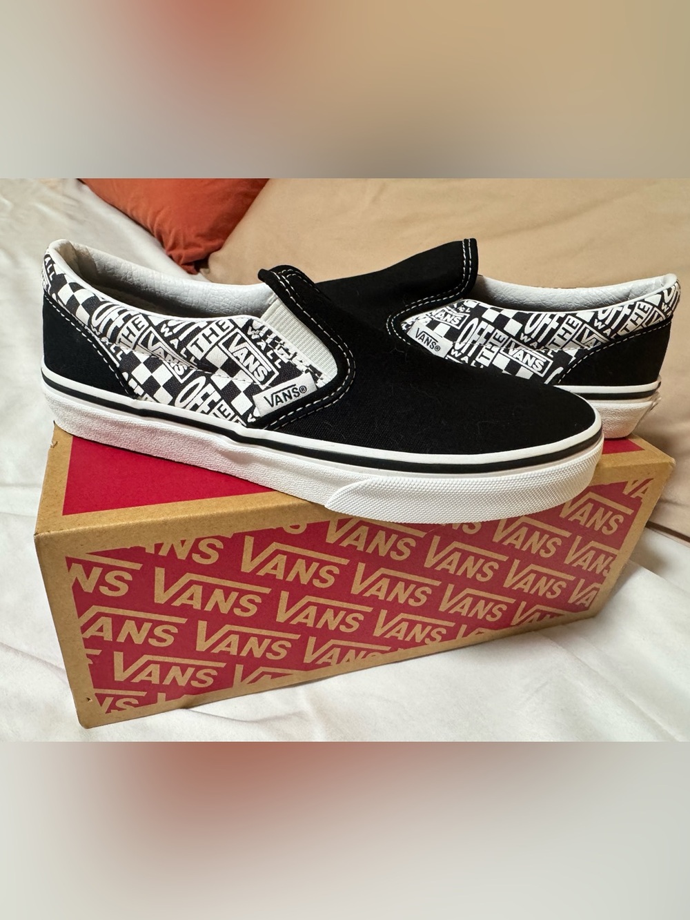 Vans Kids Black & White Slip-On Shoes